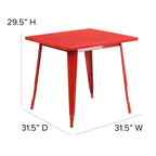 Flash Furniture Commercial Grade 31.5 Square Metal Indoor-Outdoor Table Set with 4 Stack Chairs