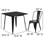 Flash Furniture Commercial Grade 31.5 Square Metal Indoor-Outdoor Table Set with 4 Stack Chairs