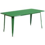 Flash Furniture Commercial Grade 31.5 x 63 Rectangular Metal Indoor-Outdoor Table Set with 4 Stack Chairs