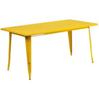 Flash Furniture Commercial Grade 31.5 x 63 Rectangular Metal Indoor-Outdoor Table Set with 4 Stack Chairs