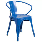 Flash Furniture Commercial Grade 31.5 x 63 Rectangular Metal Indoor-Outdoor Table Set with 6 Arm Chairs