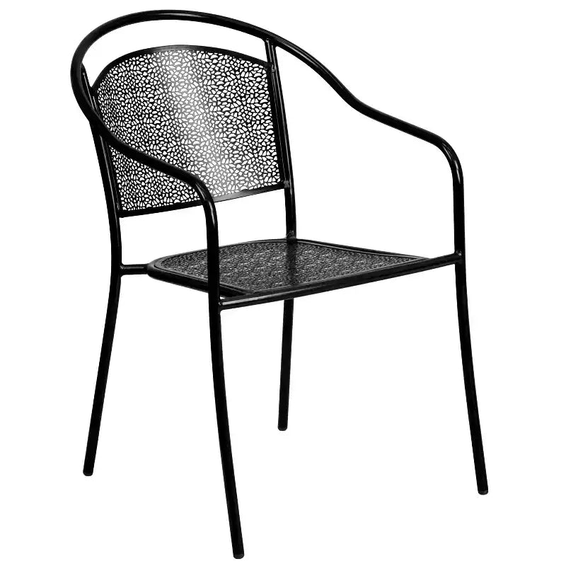 Flash Furniture Oia Commercial Grade 28 Square Indoor-Outdoor Steel Patio Table Set with 4 Round Back Chairs