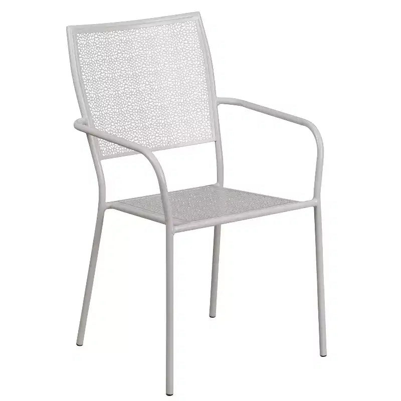 Flash Furniture Oia Ensemble de table de patio d'intérieur-extérieur carré en acier de qualité commerciale de 28 pouces avec 4 chaises à dossier carré