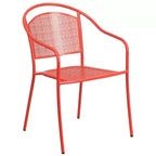 Flash Furniture Oia Commercial Grade 35.5 Square Indoor-Outdoor Steel Patio Table Set with 2 Round Back Chairs