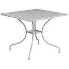 Flash Furniture Oia Commercial Grade 35.5 Square Indoor-Outdoor Steel Patio Table Set with 2 Round Back Chairs