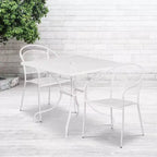 Flash Furniture Oia Commercial Grade 35.5 Square Indoor-Outdoor Steel Patio Table Set with 2 Round Back Chairs