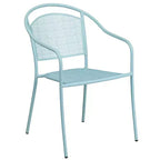 Flash Furniture Oia Commercial Grade 35.5 Square Indoor-Outdoor Steel Patio Table Set with 2 Round Back Chairs