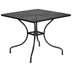 Flash Furniture Oia Commercial Grade 35.5 Square Indoor-Outdoor Steel Patio Table Set with 2 Round Back Chairs