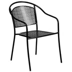 Flash Furniture Oia Commercial Grade 35.5 Square Indoor-Outdoor Steel Patio Table Set with 2 Round Back Chairs