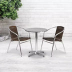 Flash Furniture Lila 23.5'' Round Aluminum Indoor-Outdoor Table Set with 2 Rattan Chairs