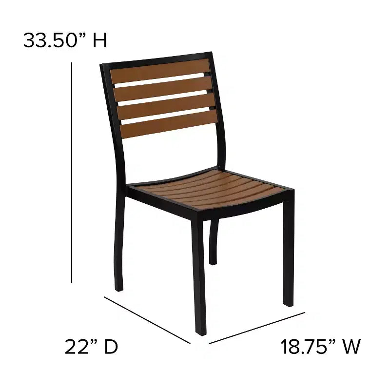 Flash Furniture Lark Outdoor Patio Bistro Dining Table Set with 2 Chairs and Faux Teak Poly Slats