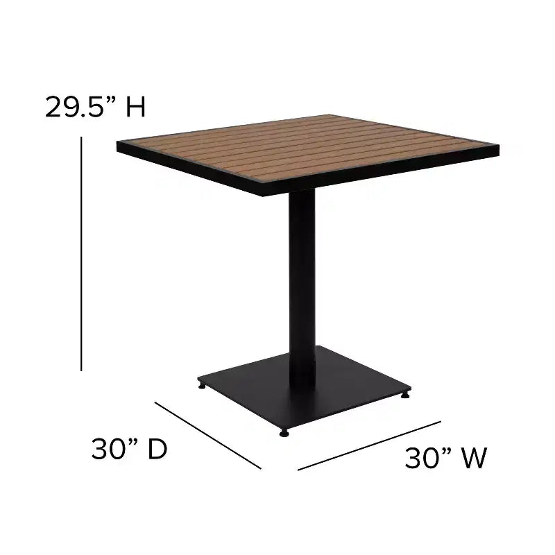 Flash Furniture Lark Outdoor Patio Bistro Dining Table Set with 2 Chairs and Faux Teak Poly Slats