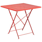 Emma and Oliver Commercial 28 Square Metal Folding Patio Table Set w/ 4 Square Back Chairs