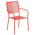 Emma and Oliver Commercial 28 Square Metal Folding Patio Table Set w/ 4 Square Back Chairs
