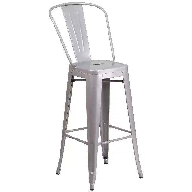 Emma and Oliver Commercial Grade 24 Round Metal Indoor-Outdoor Bar Table Set with 2 Cafe Stools