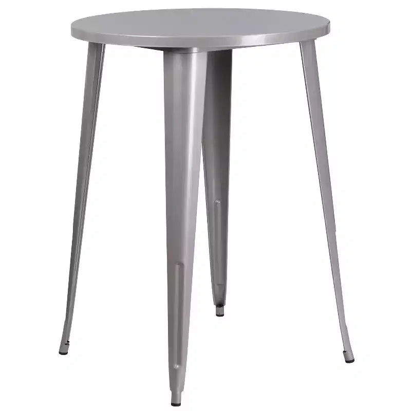 Emma and Oliver Commercial Grade 30 Round Metal Indoor-Outdoor Bar Table Set with 4 Cafe Stools