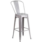 Emma and Oliver Commercial Grade 30 Round Metal Indoor-Outdoor Bar Table Set with 4 Cafe Stools