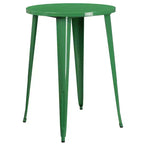 Emma and Oliver Commercial Grade 30 Round Metal Indoor-Outdoor Bar Table Set with 4 Cafe Stools