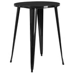 Emma and Oliver Commercial Grade 30 Round Metal Indoor-Outdoor Bar Table Set with 4 Cafe Stools