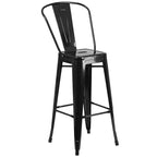 Emma and Oliver Commercial Grade 30 Round Metal Indoor-Outdoor Bar Table Set with 4 Cafe Stools