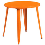 Emma and Oliver Commercial Grade 30 Round Metal Indoor-Outdoor Table Set & 4 Slat Back Chairs