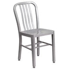 Emma and Oliver Commercial Grade 30 Round Metal Indoor-Outdoor Table Set & 4 Slat Back Chairs
