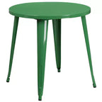 Emma and Oliver Commercial Grade 30 Round Metal Indoor-Outdoor Table Set & 4 Slat Back Chairs