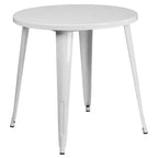 Emma and Oliver Commercial Grade 30 Round Metal Indoor-Outdoor Table Set & 4 Slat Back Chairs