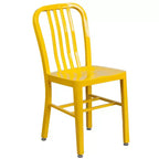 Emma and Oliver Commercial Grade 30 Round Metal Indoor-Outdoor Table Set & 4 Slat Back Chairs