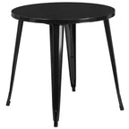 Emma and Oliver Commercial Grade 30 Round Metal Indoor-Outdoor Table Set & 4 Slat Back Chairs