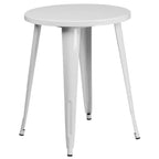 Emma and Oliver Commercial Grade 24 Round Metal Indoor-Outdoor Table Set & 2 Slat Back Chairs