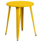 Emma and Oliver Commercial Grade 24 Round Metal Indoor-Outdoor Table Set & 2 Slat Back Chairs