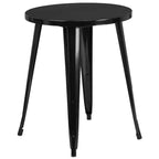 Emma and Oliver Commercial Grade 24 Round Metal Indoor-Outdoor Table Set & 2 Slat Back Chairs