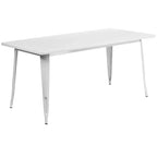 Ensemble de table rectangulaire en métal de qualité commerciale Emma et Oliver avec 6 chaises empilables pour l'intérieur et l'extérieur