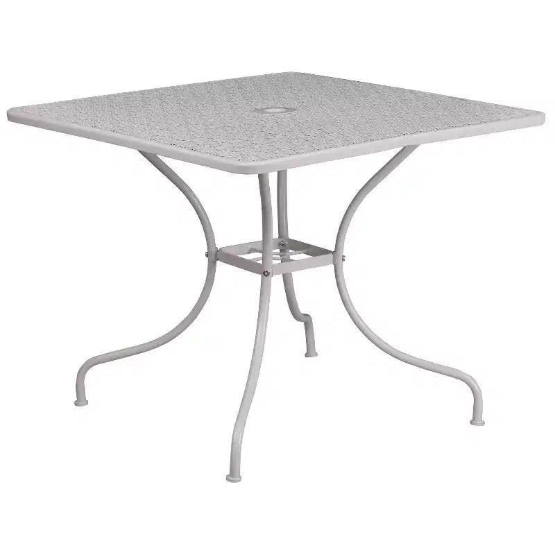 Emma and Oliver Commercial 35.5 Square Metal Garden Patio Table Set w/ 2 Round Back Chairs