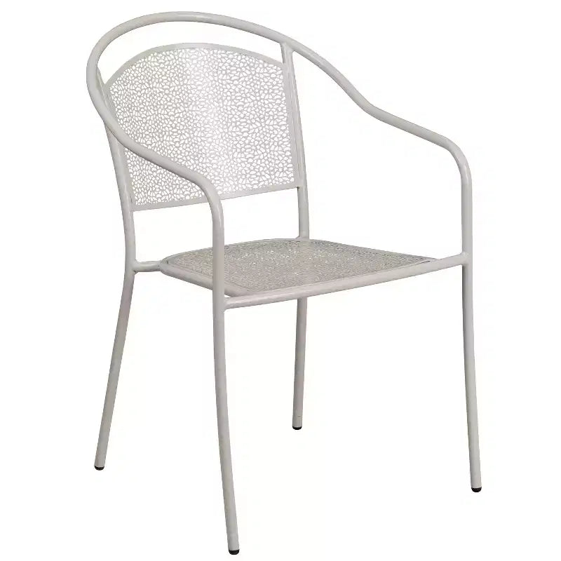 Emma and Oliver Commercial 35.5 Square Metal Garden Patio Table Set w/ 2 Round Back Chairs