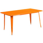 Emma and Oliver Commercial Grade Rectangular Metal Indoor-Outdoor Table Set with 6 Arm Chairs