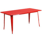 Emma and Oliver Commercial Grade Rectangular Metal Indoor-Outdoor Table Set with 6 Arm Chairs