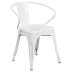 Emma and Oliver Commercial Grade Rectangular Metal Indoor-Outdoor Table Set with 6 Arm Chairs