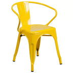 Emma and Oliver Commercial Grade Rectangular Metal Indoor-Outdoor Table Set with 6 Arm Chairs