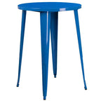 Emma and Oliver Commercial Grade 30 Round Metal Indoor-Outdoor Bar Table Set, 2 Backless Stools