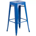 Emma and Oliver Commercial Grade 30 Round Metal Indoor-Outdoor Bar Table Set, 2 Backless Stools