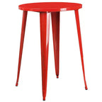 Emma and Oliver Commercial Grade 30 Round Metal Indoor-Outdoor Bar Table Set, 2 Backless Stools