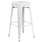 Emma and Oliver Commercial Grade 30 Round Metal Indoor-Outdoor Bar Table Set, 2 Backless Stools