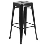 Emma and Oliver Commercial Grade 30 Round Metal Indoor-Outdoor Bar Table Set, 2 Backless Stools