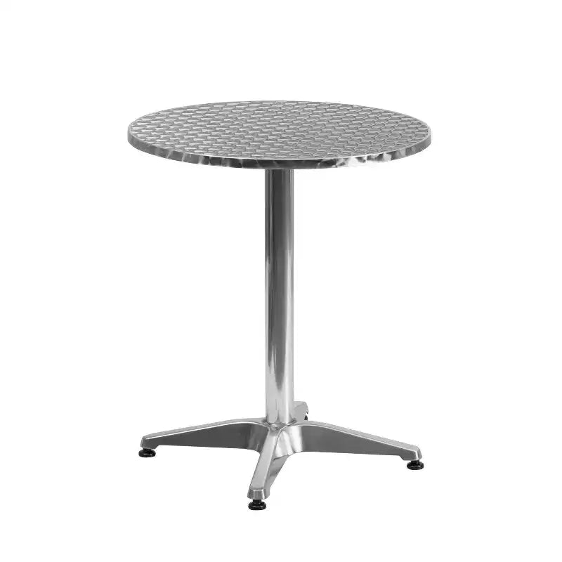 Emma and Oliver 23.5 Round Aluminum Garden Patio Table Set with 2 Rattan Chairs