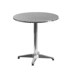 Emma and Oliver 27.5 Round Aluminum Table Set with 2 Slat Back Chairs