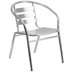 Emma and Oliver 27.5 Round Aluminum Table Set with 2 Slat Back Chairs