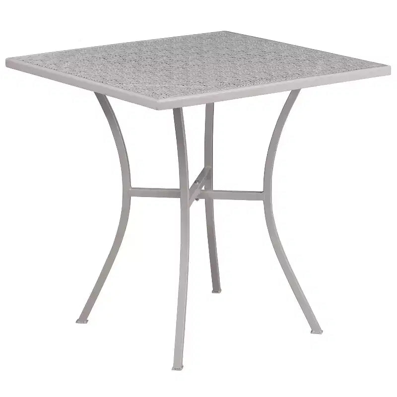 Emma and Oliver Commercial Grade 28 Square Metal Garden Patio Table Set w/ 2 Square Back Chairs