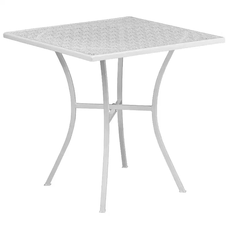 Emma and Oliver Commercial Grade 28 Square Metal Garden Patio Table Set w/ 2 Square Back Chairs